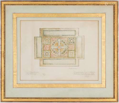 Tiffany Studios Watercolor Design for a Mosaic