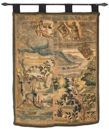 18th C. Continental Tapestry; Ships, Foliage and