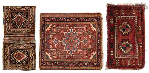 Bidjar Area Rug & 2 Turkish Saddle Bags