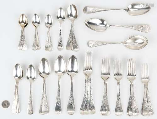 46 pcs. Floral Engraved Sterling Flatware, incl.