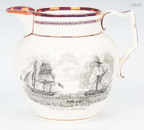 War of 1812 Historical Staffordshire Lustre Ware Jug