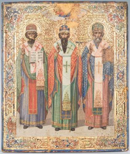 19th Century Russian Icon with 3 Saints