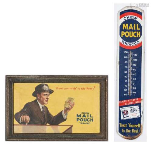 Mail Pouch Tobacco Advertising Painting & Thermometer