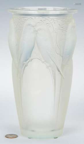 R. Lalique Opalescent Glass Ceylan Vase