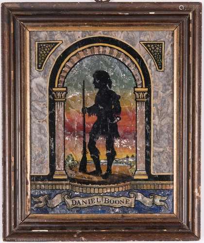 J. Chanton Daniel Boone Reverse Painting on Glass