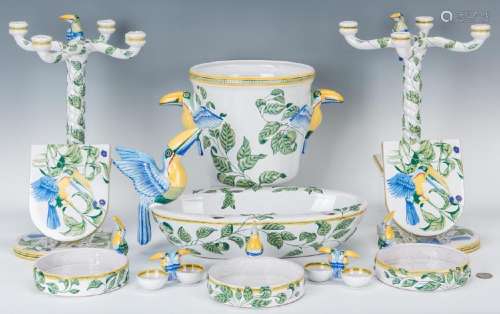 13 Hermes Moustiers Faience Toucans Pattern Porcelain