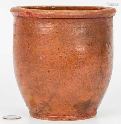 C A Haun Redware Pottery Jar, Greene County, TN