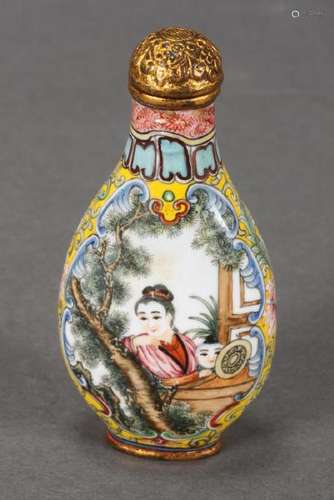 Chinese Enamel Snuff Bottle and Stopper,