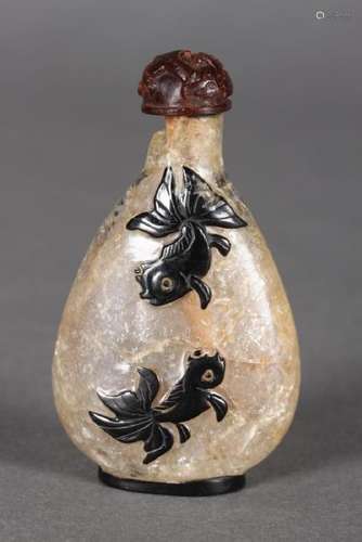 Chinese Overlay Glass Snuff Bottle and Stopper,