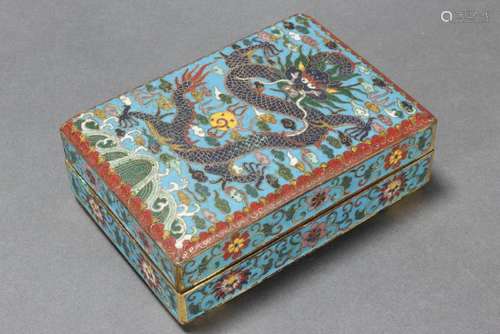 Chinese Qing Dynasty Cloisonné Box and Cover,