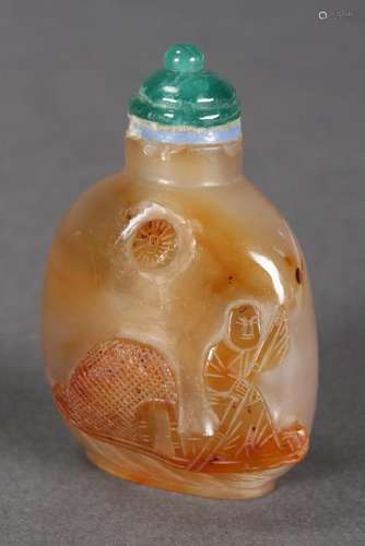 Chinese Agate Snuff Bottle and Stopper,