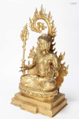 Wonderful Large Sino-Tibetan Gilt Bronze Vajrayana