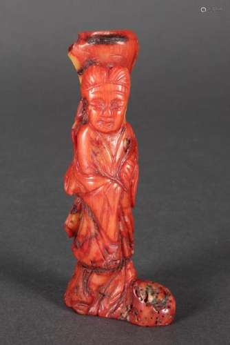 Chinese Carved Coral Figure,