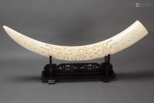 Large Chinese Carved Tusk,