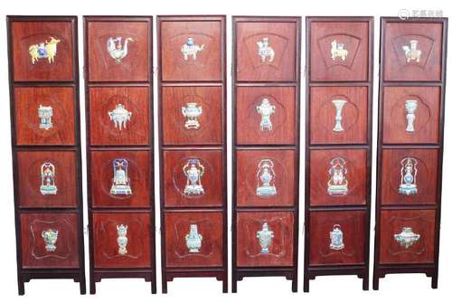 Delightful Chinese Six Panel Screen,