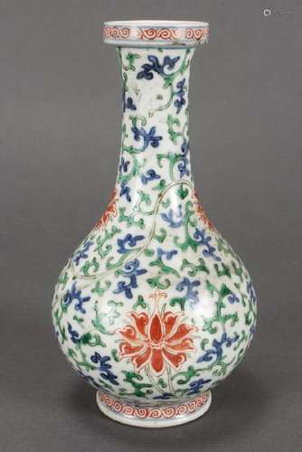 Chinese Qing Dynasty Polychrome Porcelain Vase,