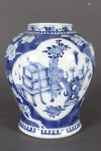 Chinese Late Qing Blue and White Porcelain Jar,