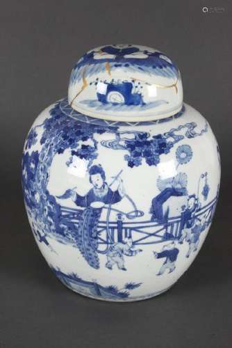 Chinese Blue and White Jar and Cover,