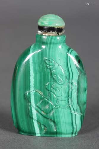 Chinese Malachite Snuff Bottle and Stopper,