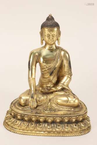 Chinese Gilt Bronze Figure of Buddha Shakyamuni,