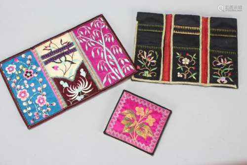 Three Chinese Embroidered Purses,