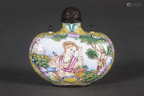 Chinese Enamel Snuff Bottle and Stopper,