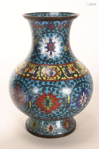 Chinese Qing Dynasty, 19th Century Cloisonné Vase,