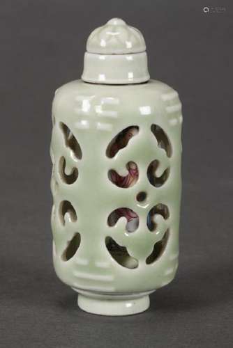 Chinese Porcelain Celadon Snuff Bottle and Stopper