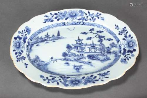 Good Chinese Qing Dynasty Blue and White Platter,