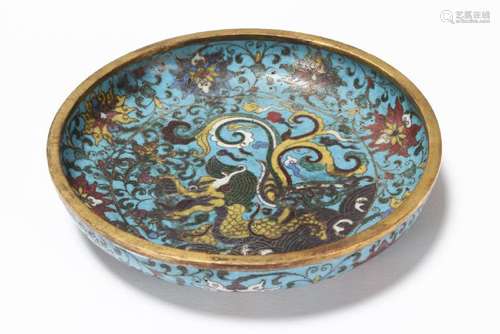 Chinese Qing Dynasty Cloisonné Dish,