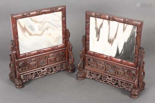 Good Pair of Chinese Dali Marble Table Screens,