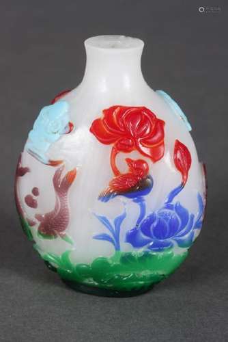 Chinese Six Colour Cameo Glass Snuff Bottle,