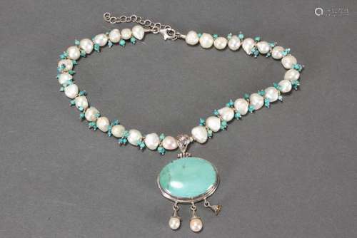 Lady's Turquoise and Pearl Necklace,