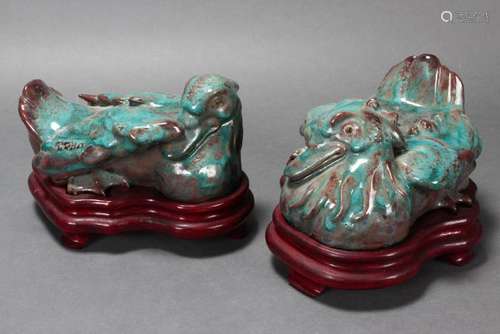 Pair of Chinese Pottery Ducks,