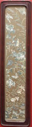 Framed Chinese Qing Dynasty Embroidered Textile,