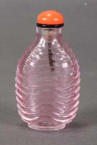 Chinese Pink Glass Snuff Bottle and Stopper,