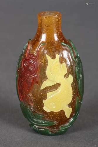 Chinese Five Colour Cameo Glass Snuff Bottle,