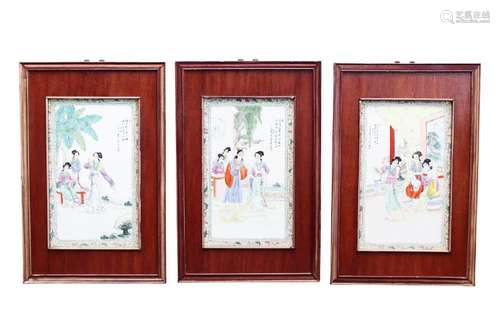 Set of Three Chinese Porcelain Panels,