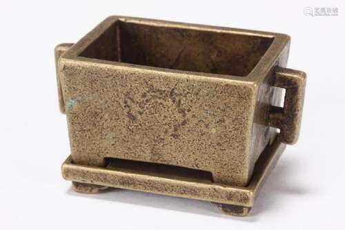 Chinese Miniature Bronze Censer and Stand,