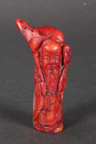 Chinese Carved Coral Figure,