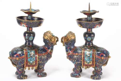 Good Pair of Chinese Cloisonné Candlesticks,