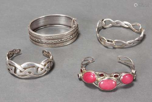 Four Assorted Sterling Silver Bangles,