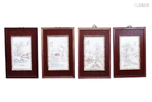 Set of Four Chinese Porcelain Panels,