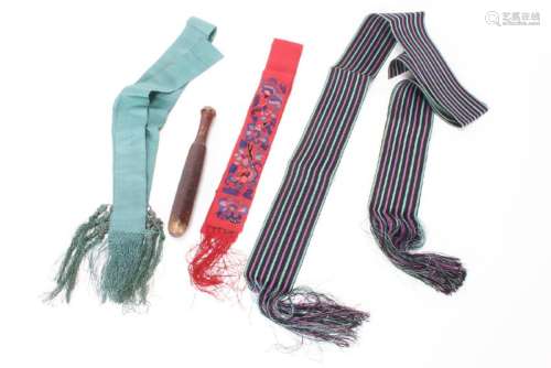 Group of Four Chinese Bound Feet Ankle Ties,
