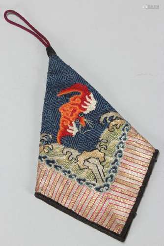 Finely Embroidered Chinese Kerchief Purse,