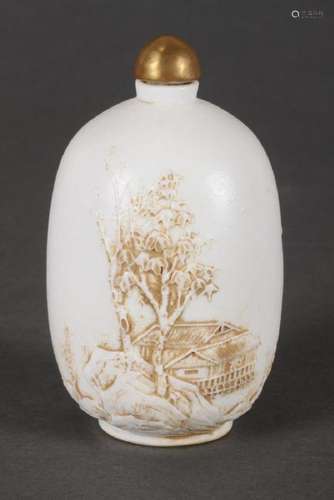 Chinese Blanc de Chine Snuff Bottle and Stopper,