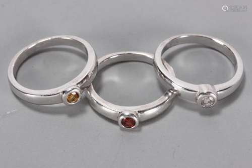 Trio of Sterling Silver Rings,