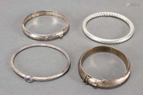 Four Sterling Silver Bangles,