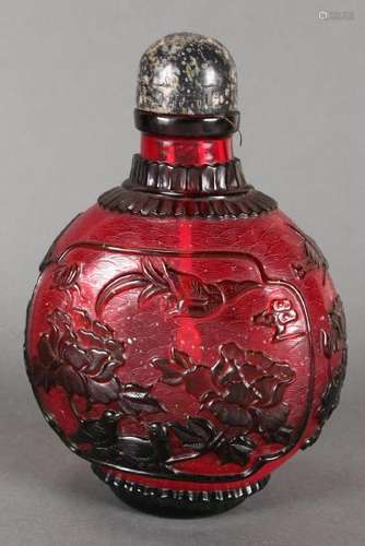 Large Chinese Glass Snuff Bottle and Stopper,