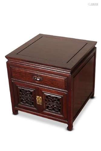 Chinese Rosewood Bedside Cabinet,